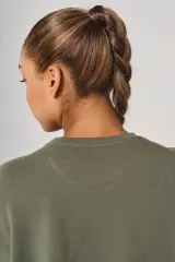 Sudadera crop cuello redondo mujer