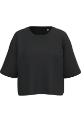 Sudadera crop cuello redondo y manga corta mujer