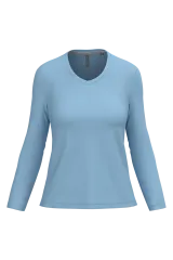 Camiseta manga larga y cuello de pico mujer