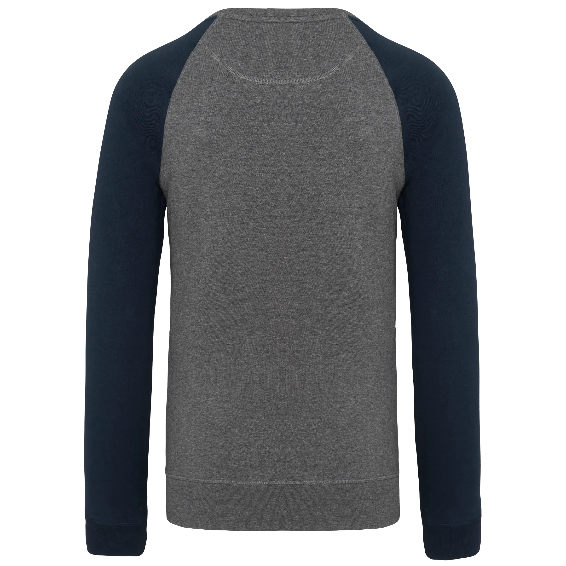Sudadera bicolor algodón orgánico French Terry cuello redondo mangas raglan hombre