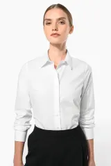 Camisa popelina manga larga mujer