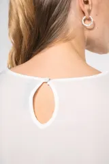 Blusa crepe manga larga mujer