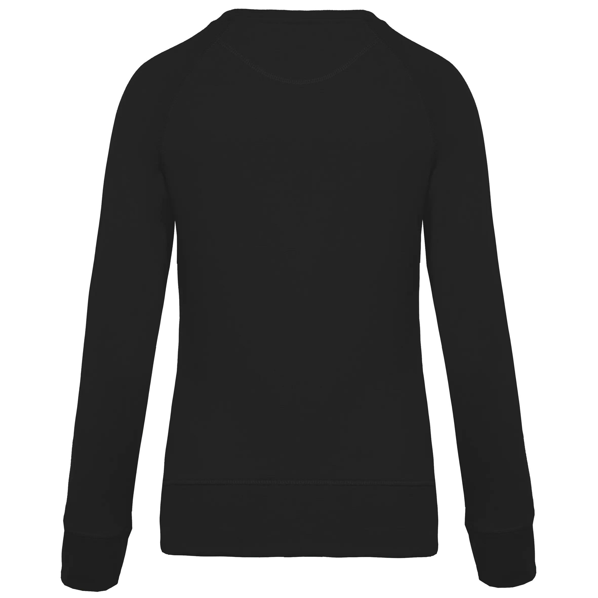 Sudadera algodón orgánico con cuello redondo y mangas raglan de mujer
