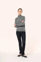 Jersey lana merina cuello vuelto mujer