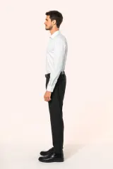Camisa sarga manga larga hombre