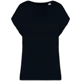 Camiseta ecorresponsable holgada con cuello de pico mujer