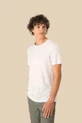 Camiseta lino cuello redondo hombre