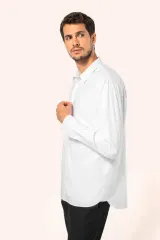 Camisa popelina manga larga hombre