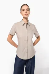 Camisa popelina de polialgodón manga corta de fácil cuidado mujer