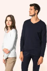 Camiseta Supima® cuello de pico manga larga mujer
