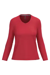 Camiseta manga larga y cuello de pico mujer