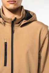 Chaquetas softshell 3 capas con capucha y mangas extraíbles unisex