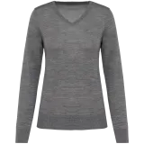 Jersey lana merina cuello de pico mujer