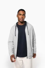 Sudadera capucha y cremallera contrastada