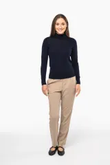 Jersey lana merina cuello vuelto mujer