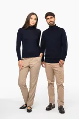 Jersey lana merina cuello vuelto mujer