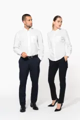 Camisa cuello mao manga larga mujer