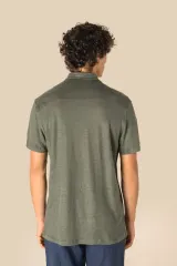 Camisa manga corta de lino hombre