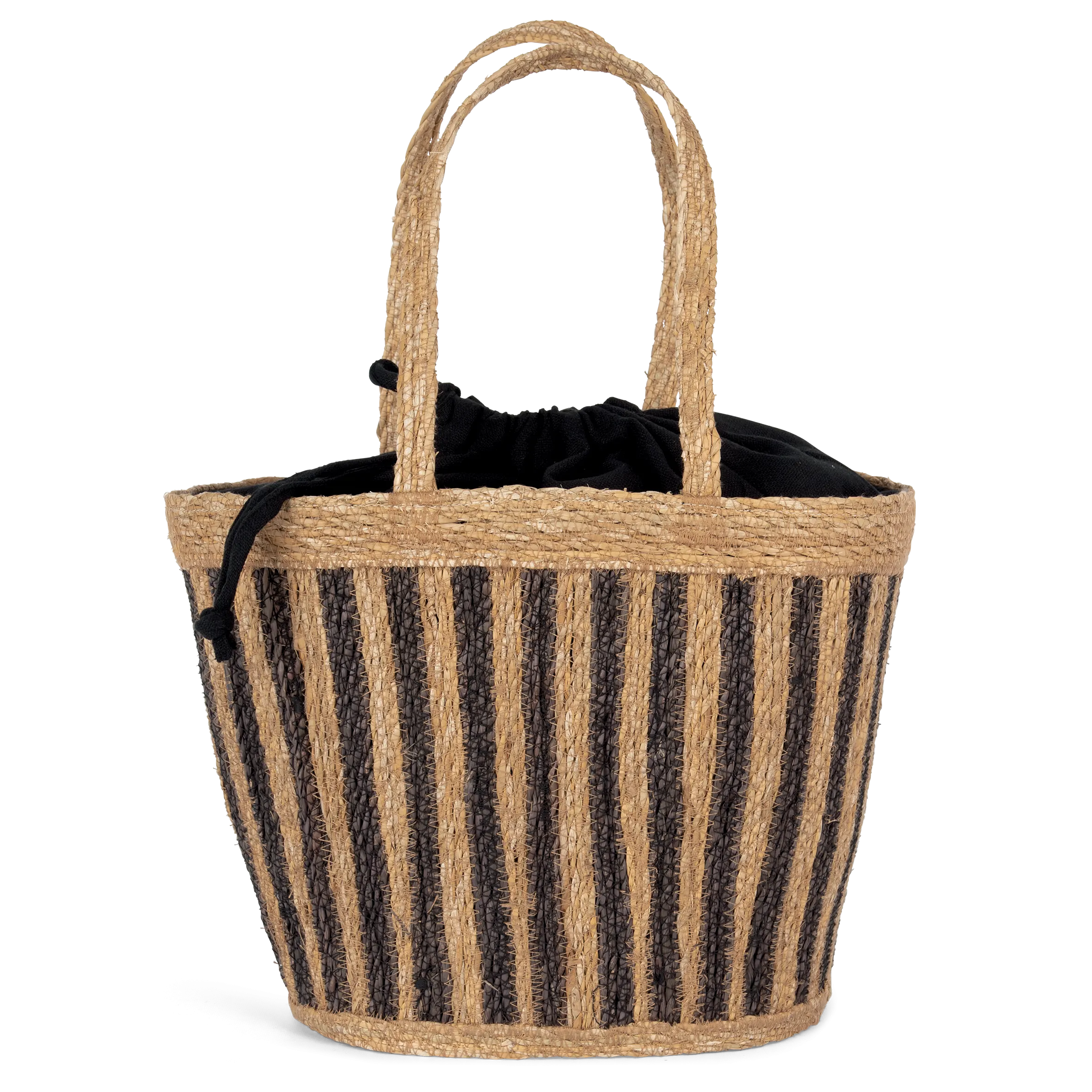 Cesta/Bolso de junco a rayas
