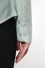 Camisa popelina de polialgodón manga larga mujer