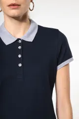 Polo piqué bicolor mujer
