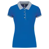 Polo piqué bicolor mujer