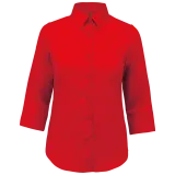 Camisa popelina de polialgodón manga 3/4 de fácil cuidado mujer