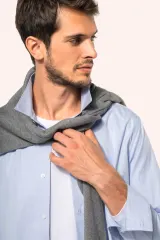 Camisa popelina manga larga hombre