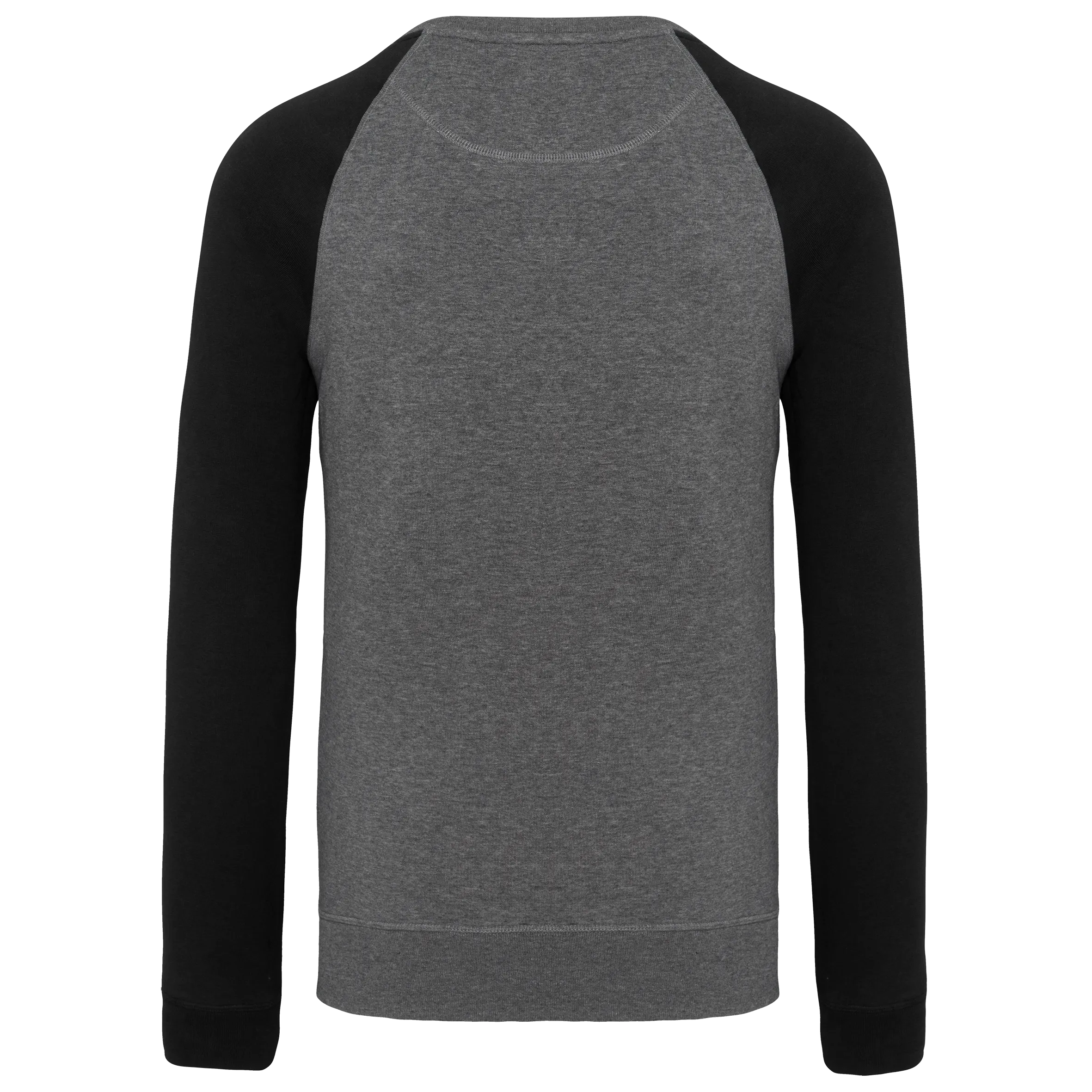 Sudadera bicolor algodón orgánico French Terry cuello redondo mangas raglan hombre