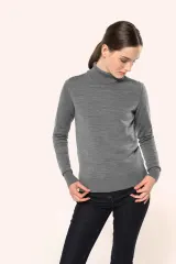 Jersey lana merina cuello vuelto mujer