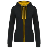 Sudadera capucha y cremallera contrastada mujer
