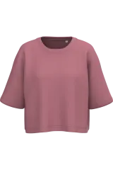 Sudadera crop cuello redondo y manga corta mujer