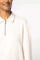 Sudadera ecorresponsable 1/4 cremallera cuello tipo polo y hombros caídos unisex
