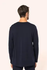 Camiseta Supima® cuello de pico manga larga hombre