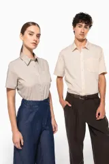 Camisa popelina de polialgodón manga corta de fácil cuidado mujer