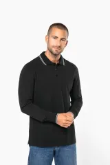 Polo piqué manga larga hombre