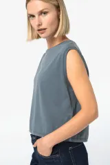 Camiseta crop ecorresponsable sin mangas mujer