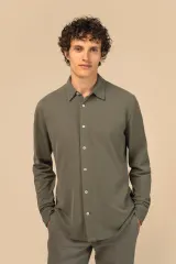 Camisa ecológica desteñida de punto piqué para hombre