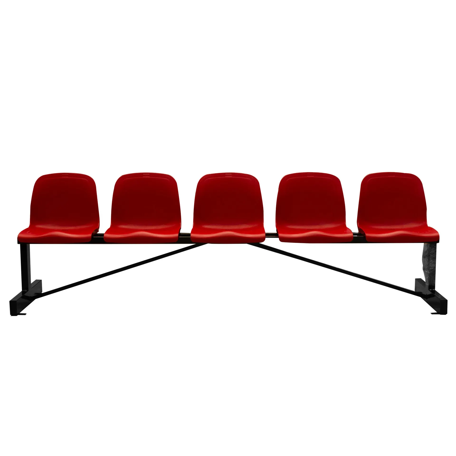 BANCO METÁLICO NEW CON ASIENTO ROJO PVC -5 PLAZAS-RESPALTO ALTO