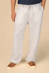 Pantalón a rayas de lino para hombre
