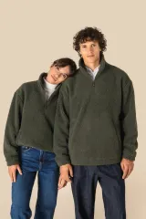Sudadera de sherpa con 1/4 de cremallera y hombros caídos unisex