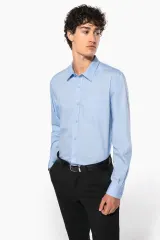 Camisa popelina manga larga hombre