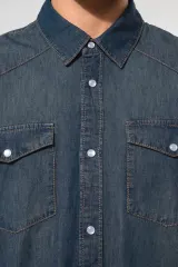 Camisa denim manga larga hombre