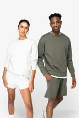 Sudadera ecorresponsable cuello redondo y hombros caídos felpa perchada unisex