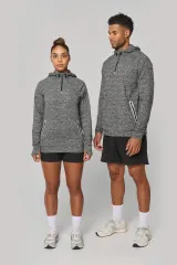 Sudadera deportiva capucha 1/4 cremallera unisex
