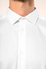Camisa sarga manga larga hombre