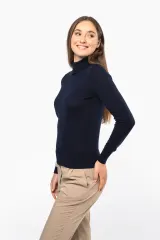 Jersey lana merina cuello vuelto mujer