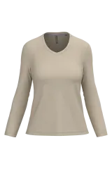 Camiseta manga larga y cuello de pico mujer