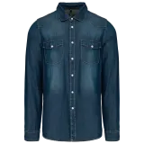 Camisa denim manga larga hombre