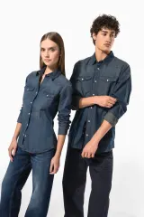Camisa denim manga larga hombre